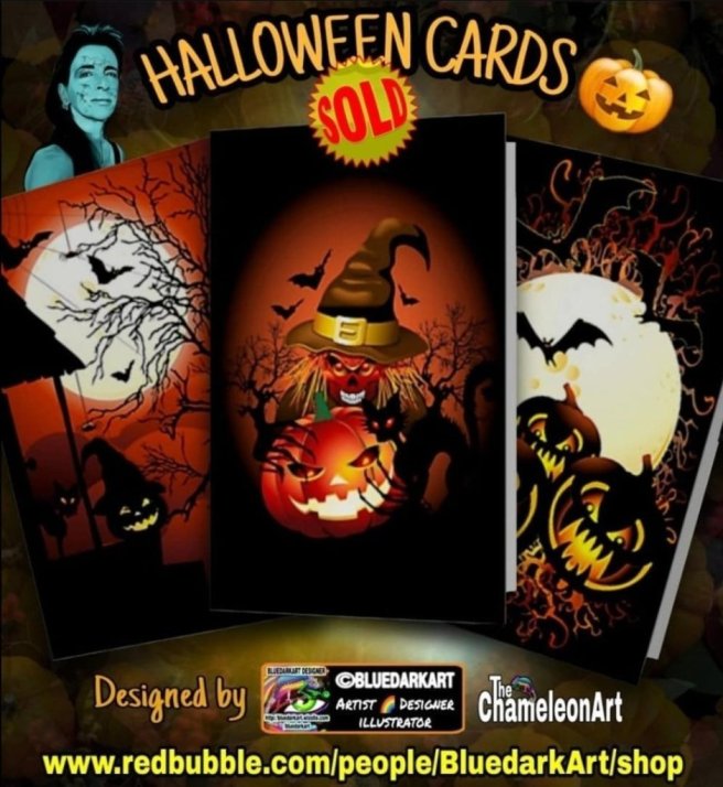 Halloween Greeting Cards collection- Designs Copyright BluedarkArt TheChameleonArt 